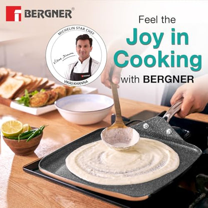 Image 3 of BERGNER Argent Samsara Triply 27cm Square Multi Tawa with Quantanium Non-Stick Coating