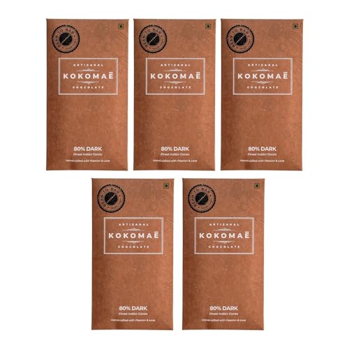 Image 1 of Default Title for the product KOKOMAE 80% Dark Chocolate Bean-to-Bar Pack of 5, 50g Each