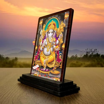 Image 3 of Lord Ganesha Wooden Idol for Pooja Room 4x5 Inch HD Printed Divine Grace Decor