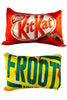 Image 1 of Unique Fashion Pack of 2 Microfibre Filled Reversible Cushion For Kids - Kitkat And Frooti