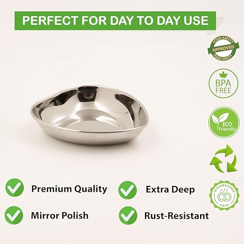 Image 4 of Spillbox Stainless Steel Halwa Plates Quarter Plates Snack Plate Nasta Plate Dessert Plate Set Side Dish Mirror Finish BPA Free Weight 50gm Heart Plate 4
