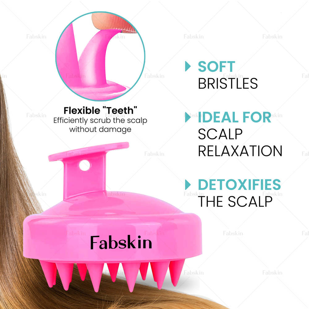Image 2 of Fabskin Hair Scalp Massager & Shampoo Hair Brush Prevents Dandruff - Pink