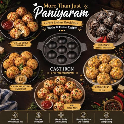 Image 5 of 6th Planet 7 Pit Cast Iron Paniyaram Pan