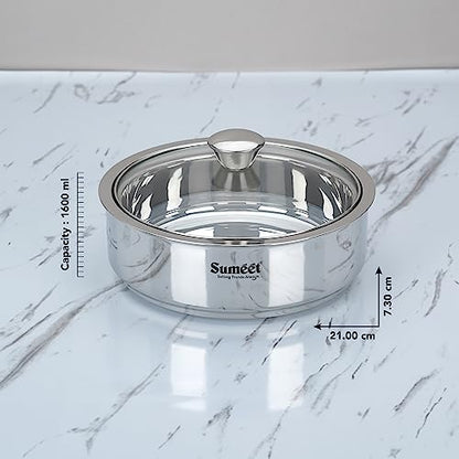 Image 8 of Sumeet Stainless Steel Casserole with Glass Lid