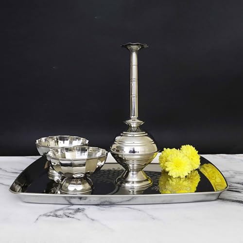 Image 4 of Spillbox Stainless Steel Pooja Thambulam Plate Welcome Set