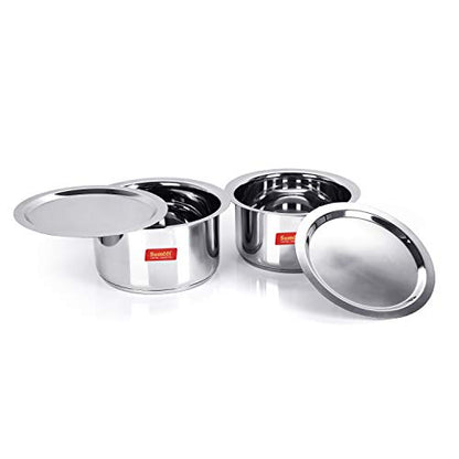 Image 6 of Sumeet Large Size Stainless Steel Induction Bottom (Encapsulated Bottom) Induction & Gas Stove Friendly Container/Tope/Cookware with Lid Set of 2 Pc. Size No.17 (5 Ltr), Size No. 18 | 6 liter