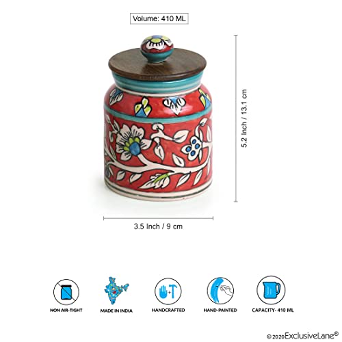 Image 4 of ExclusiveLane Mughal Floral Airtight Ceramic Jar for Kitchen Storage 410ML