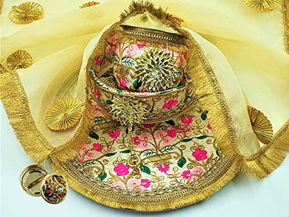 Image 1 of Default Title for the product Artonezt Handcrafted Embroidery Karwachauth Thali Set