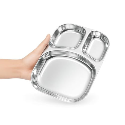 Image 21 of Spillbox Stainless Steel Dinner Plate with 3 Compartments