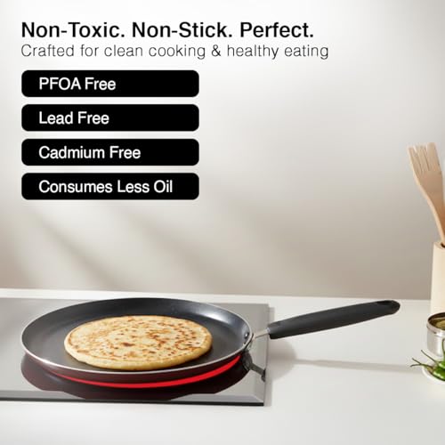 Image 7 of Prestige Omega Deluxe Omni Tawa 300 mm (Aluminium, Red)