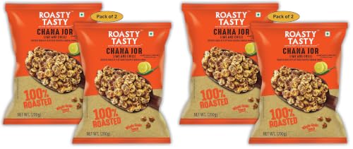Image 1 of 200 g (Pack of 4) for the product Roasty Tasty Roasted Chana Jor Lime & Chilli Whole Grain Indian Snacks 400G Pack