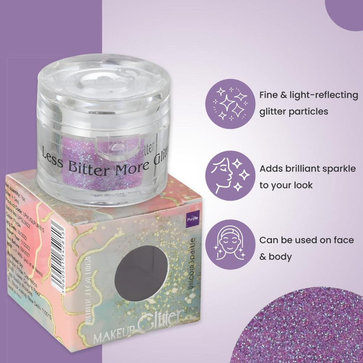 Image 4 of London Prime Makeup Glitter - Purple