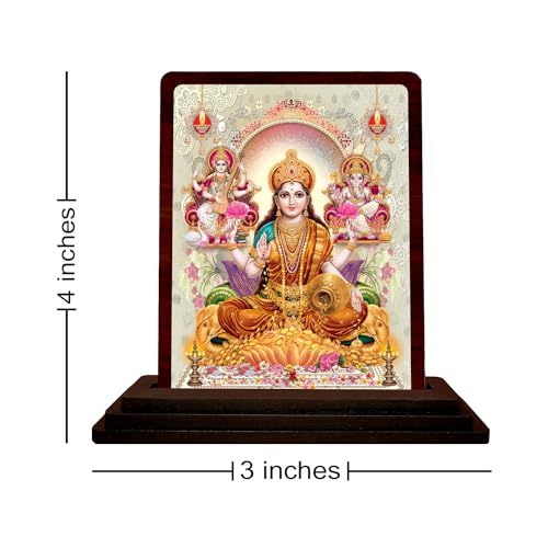 Image 3 of Panchmukhi Hanuman Wooden Idol - Glossy Finish 5x4in | Murti for Car Dashboard & Home Temple | Perfect Small Statue for Door Entrance & Puja | Enhance Spaces (laxmi Ganesh Saraswati 1)