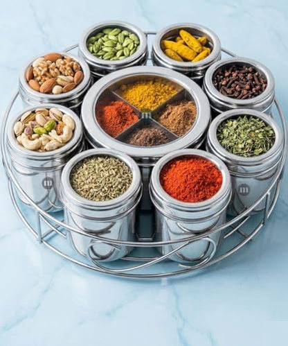 Image 1 of Default Title for the product MARU 12IN1 Steel Masala Box/Dani with Wirestand