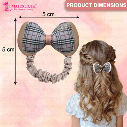 Image 2 of Majestique Burberry Print Hair Bow Ponytail Rubber Band