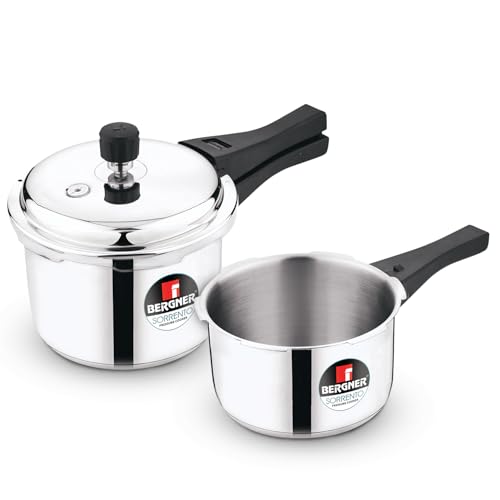 Image 1 of Default Title for the product BERGNER Sorrento Stainless Steel Outer Lid Pressure Cooker Combo - 2 Litre and 3 Litre