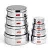 Image 1 of Default Title for the product Sumeet Stainless Steel Flat Canisters Storage Containers Set of 8Pcs