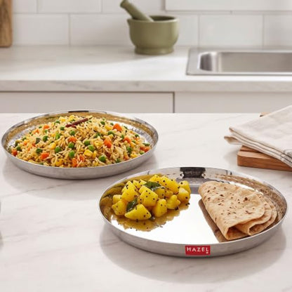 Image 1 of Default Title for the product HAZEL Stainless Steel Lunch Plate, Set of 2, 23cm
