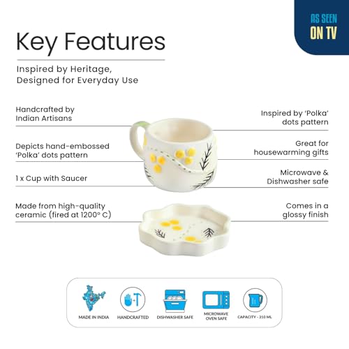 Image 4 of ExclusiveLane Spring Bloosom Ceramic Tea Cup and Saucer Set 310 ml
