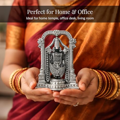 Image 7 of Dev Aastha 999 Pure Silver Plated Standing Balaji Idol - 8 Inch
