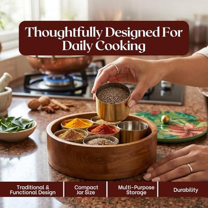 Image 10 of nestroots Wooden Masala Box for Kitchen