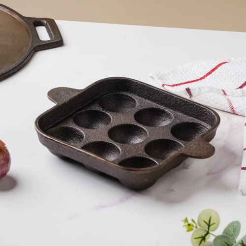 Image 7 of Nestasia Cast Iron Paniyaram Pan with Handles (9-Pits) 30ml per Slot
