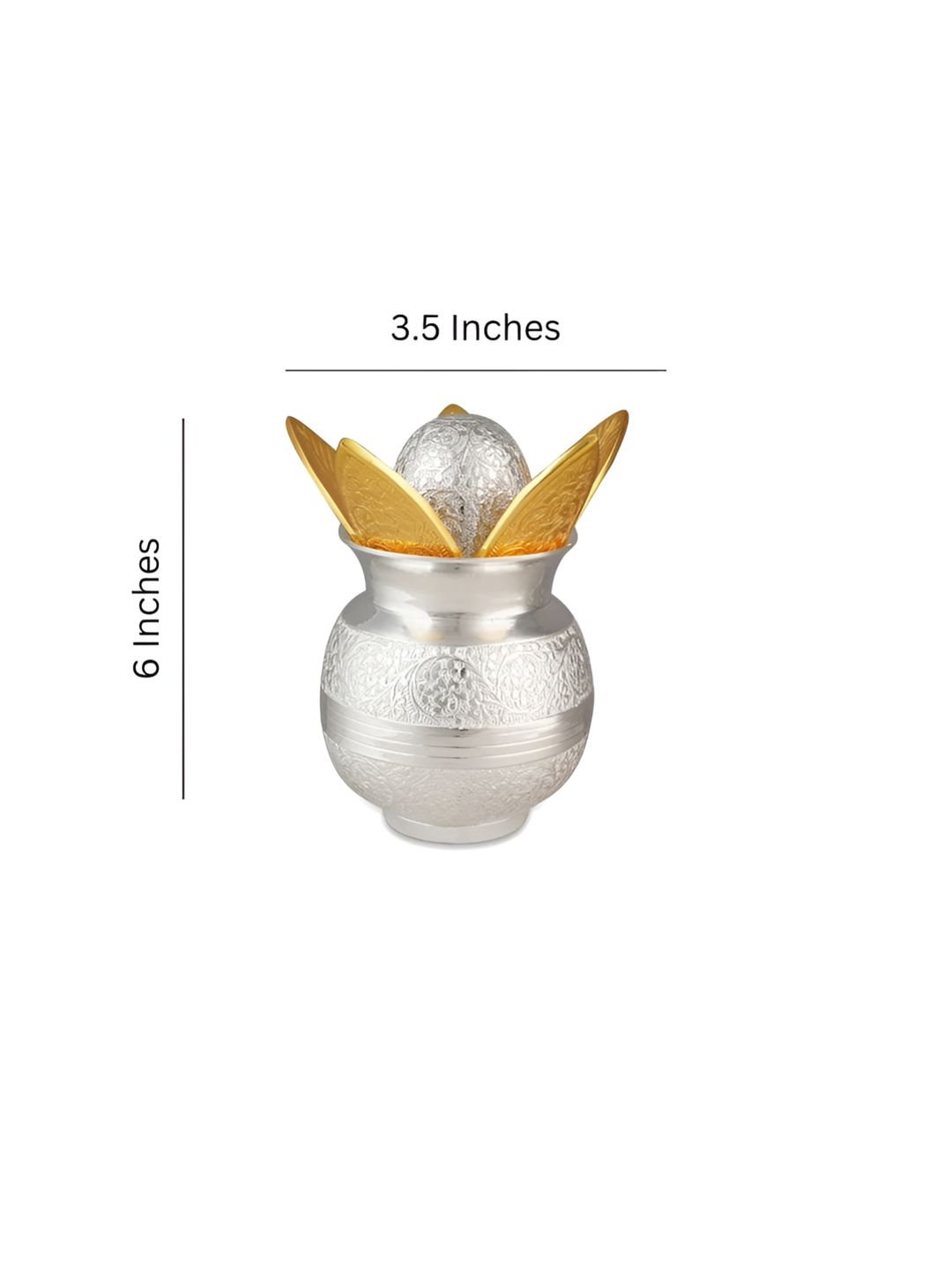 Image 3 of THE HOME CO. Silver-Toned & Gold-Toned Textured Brass Kalash