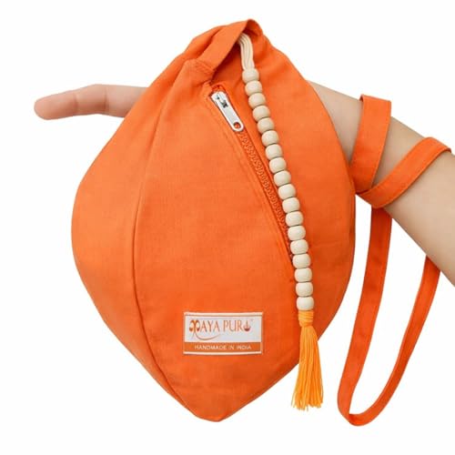 Image 1 of Default Title for the product Cotton Bhagwa Gomukhi Japa Bag with Zip Pocket and Sakshi Mala Set