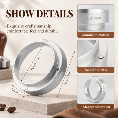 Image 3 of Supvox Portafilter Powder Ring 51mm Alloy Material Magnetic Dosing Funnel