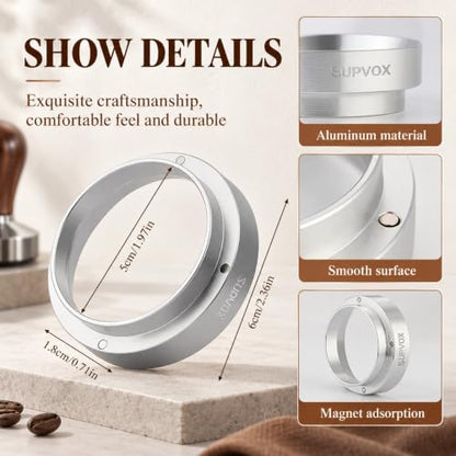 Image 3 of Supvox Portafilter Powder Ring 51mm Alloy Material Magnetic Dosing Funnel
