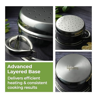 Image 5 of Lifelong 2-Tier Steamer with Glass Lid and Riveted Handles 20 cm
