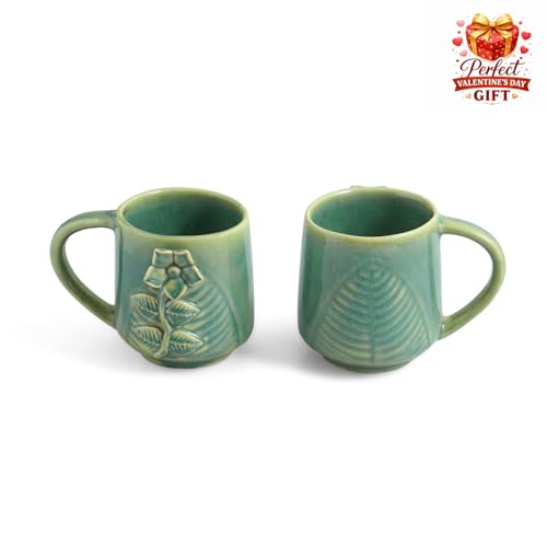 Image 3 of ExclusiveLane Sage Serenity Ceramic Coffee Mug Set of 2 330 ml