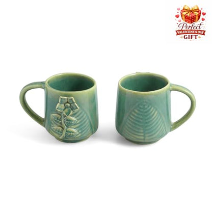 Image 3 of ExclusiveLane Sage Serenity Ceramic Coffee Mug Set of 2 330 ml