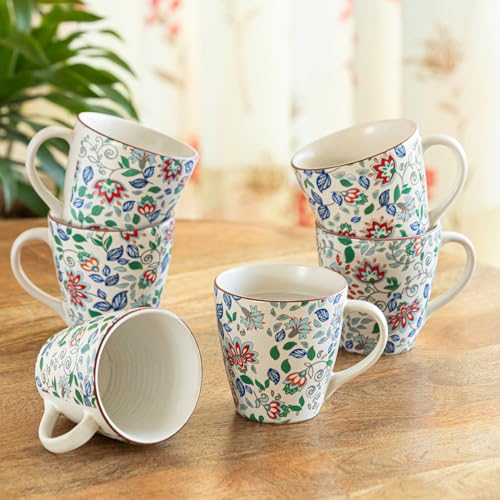 Image 1 of Default Title for the product ExclusiveLane Spring Garden Handcrafted Ceramic Coffee Mug Set of 6 330 ML