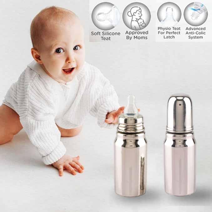 Image 4 of Spillbox Stainless Steel Feeding Bottle for Baby 370ml