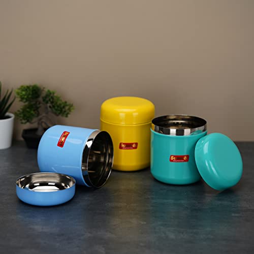 Image 9 of Sumeet Stainless Steel Multi Color Small Canisters/Jars/Storage Containers