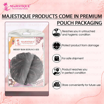 Image 7 of Majestique Messy Bun Artificial Hair Scrunchies, Hair Extensions With Elastic Rubber Band