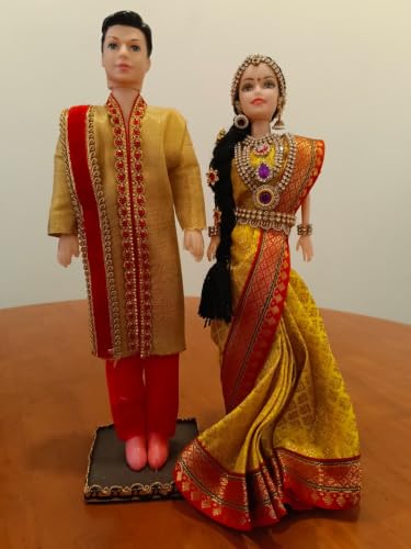 Image 1 of Default Title for the product Breeze Handicrafts Plastic Doll Couple Statue for Bommalu Koluvu Home Decor and Showpiece Idol Navratri Gift for Women (Wedding Couple Doll 5)