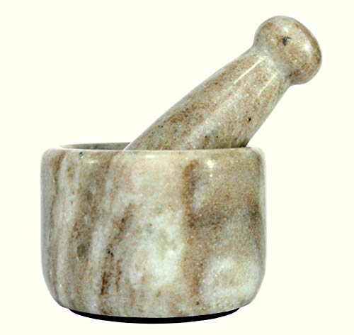 Image 6 of KLEO Stone Mortar and Pestle (Very Small Size) Ginger, Medicine Pills Grinder Masher - (3 Inch) (Brown)