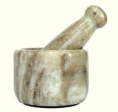 Image 6 of KLEO Stone Mortar and Pestle (Very Small Size) Ginger, Medicine Pills Grinder Masher - (3 Inch) (Brown)