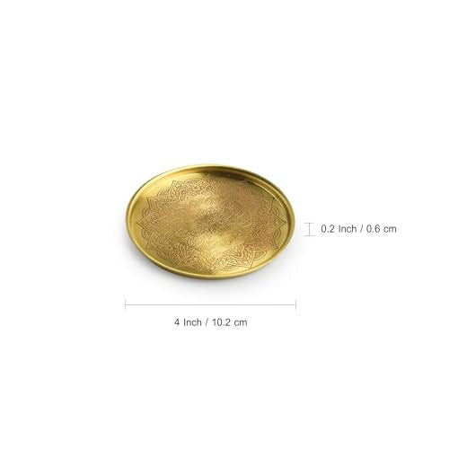 Image 5 of ExclusiveLane Mandala Design Hand-Etched Pure Brass Coasters (Set of 2)