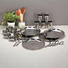 Image 1 of Default Title for the product Sumeet Stainless Steel Heavy Gauge Mirror Finish Solid Dinner Set Of 20 Pcs (5 Plate, 5 Bowl/Wati, 5 Glass, 5 Spoon), Silver