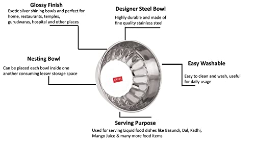 Image 6 of HAZEL Stainless Steel Modern Mixing Bowls 300 ml Each, Set of 4