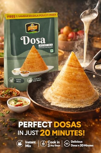 Image 5 of Deepak Dosa Instant Mix | Crispy South Indian Dosa | Just Add Water | No Fermentation | Ready In 20 Minutes | Free Sambar Masala Pouch