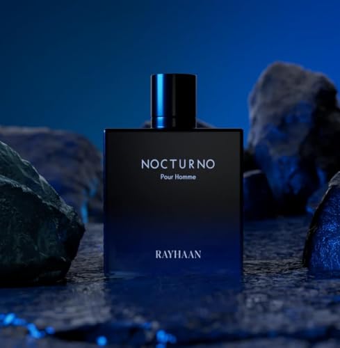 Image 7 of RAYHAAN Nocturno Pour Homme Eau de Parfum for Men Long Lasting Luxury Night Fragrance Elegant Black Blue Glass Bottle