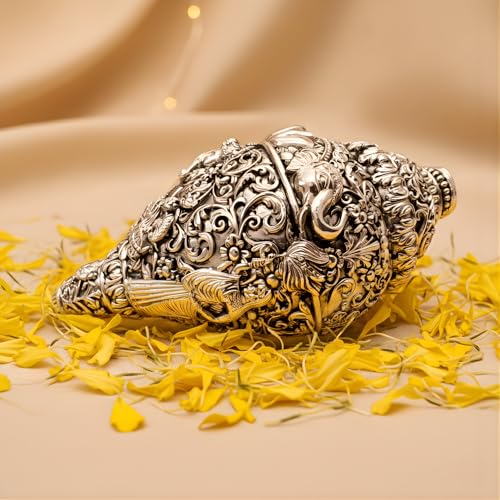 Image 7 of Dev Aastha 999 Pure Silver Plated Ganesh Shankh 8 Inch