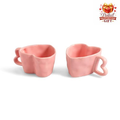 Image 3 of ExclusiveLane Heart Pink Ceramic Coffee Mugs Set of 2 250 ml