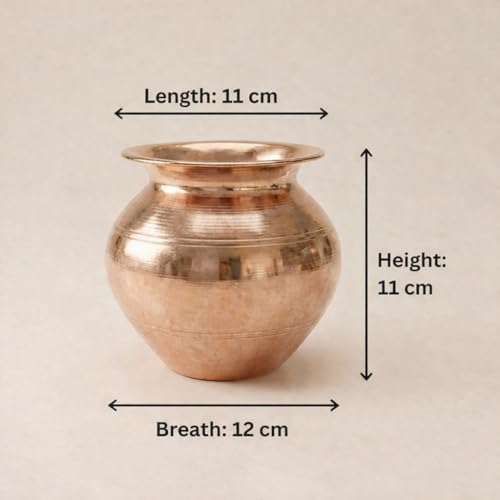Image 5 of SF STEEL FACTORY Pure Copper Lota for Drinking Water Ayurvedic Tamra Jal Vessel Copper Kalash for Pooja & Health