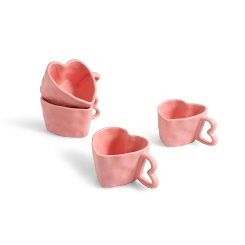 Image 2 of ExclusiveLane Heart Pink Ceramic Coffee Mugs Set of 4 250 ml
