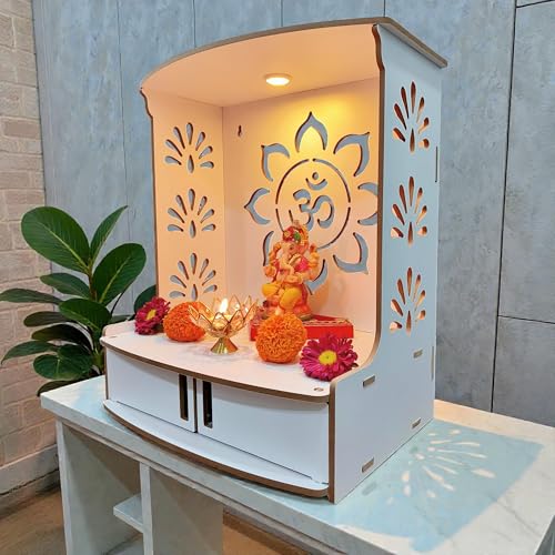 Image 6 of Devson Wooden Pooja Mandir with LED Light and Storage Shelves